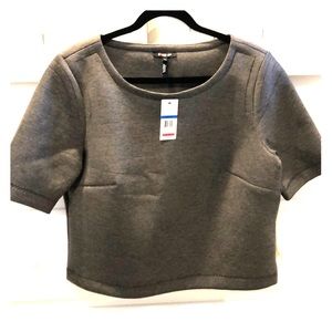 Charcoal “KIIND OF” top, NWT